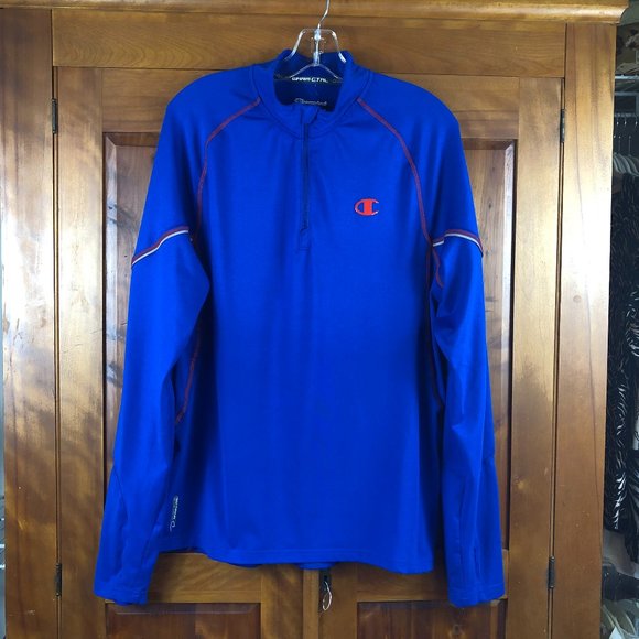 Champion Coastal Long Sleeve Duo Fold Performance 1/4 Zip Cobalt Blue Sweatshirt - Picture 1 of 12